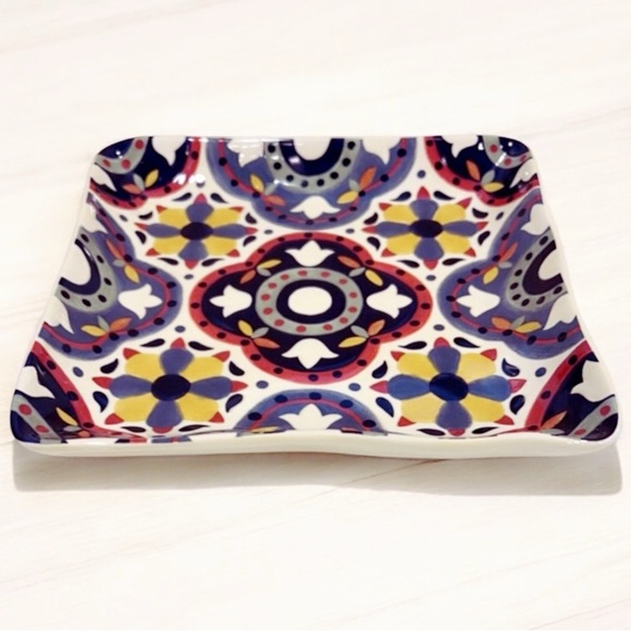 Pier 1 Dalila 10” Square Dinner Plate Hand Painted Earthenware Replacement - Picture 3 of 9